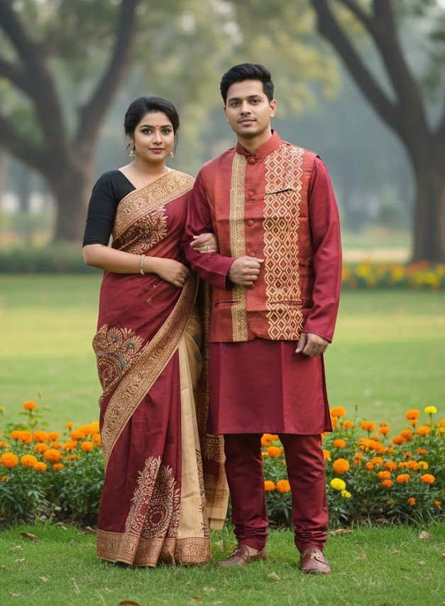 Sharee Panjabi Couple with Koti_10
