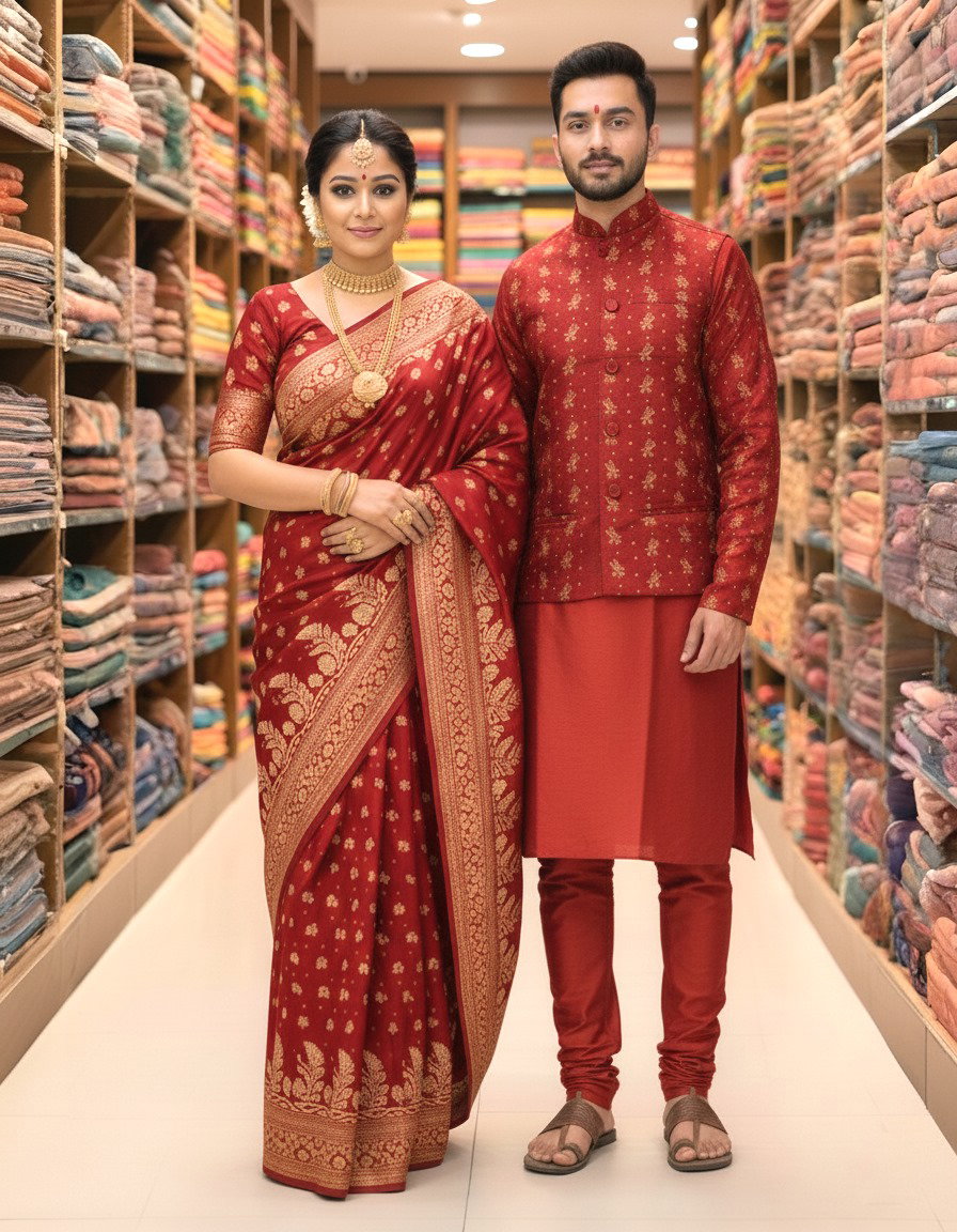 Sharee Panjabi Couple with Koti_0
