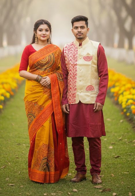 Sharee Panjabi Couple with Koti_11