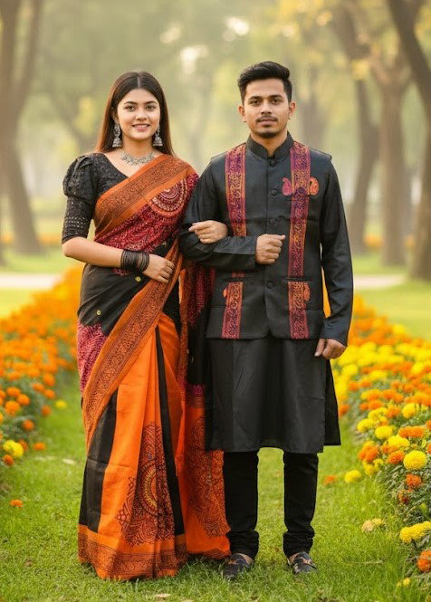 Sharee Panjabi Couple with Koti_4