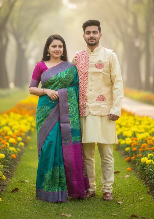 Sharee Panjabi Couple with Koti_8