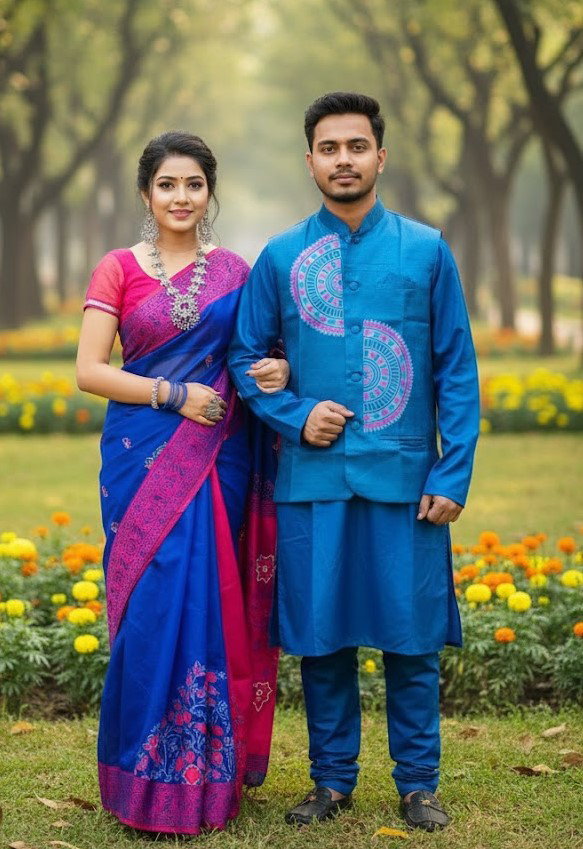 Sharee Panjabi Couple with Koti_9