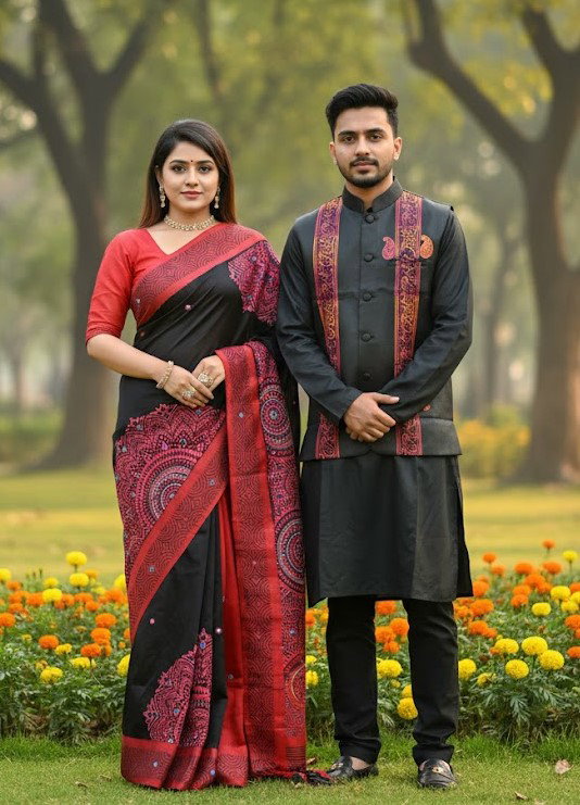 Sharee Panjabi Couple with Koti_12