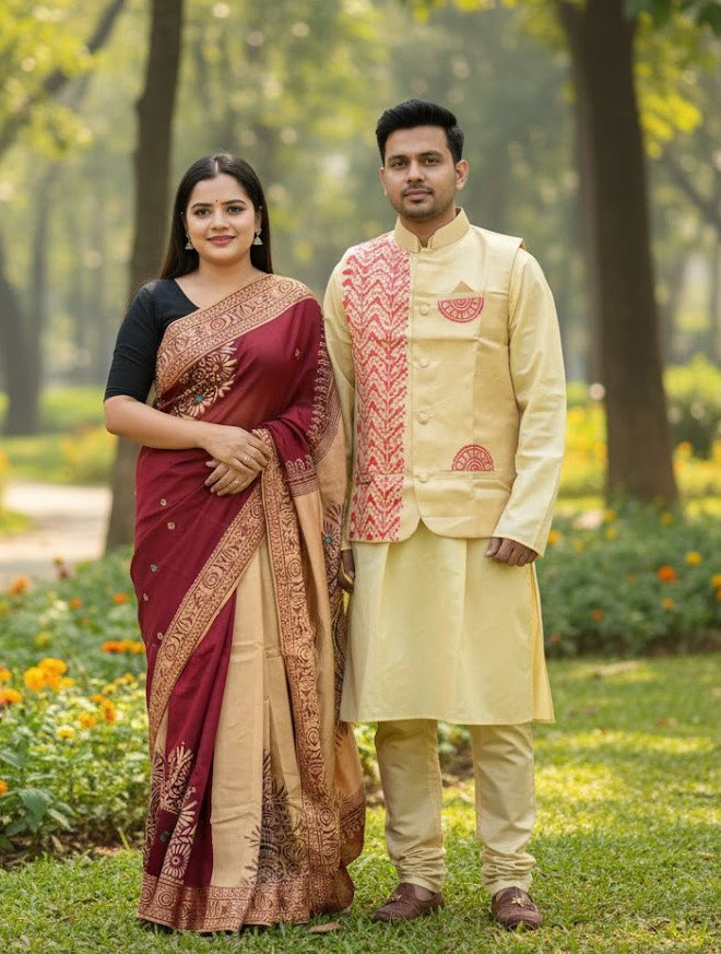 Sharee Panjabi Couple with Koti_13