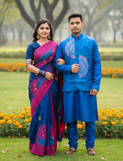 Sharee Panjabi Couple with Koti_14