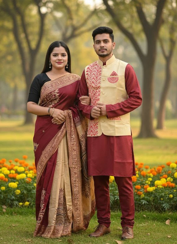Sharee Panjabi Couple with Koti_15