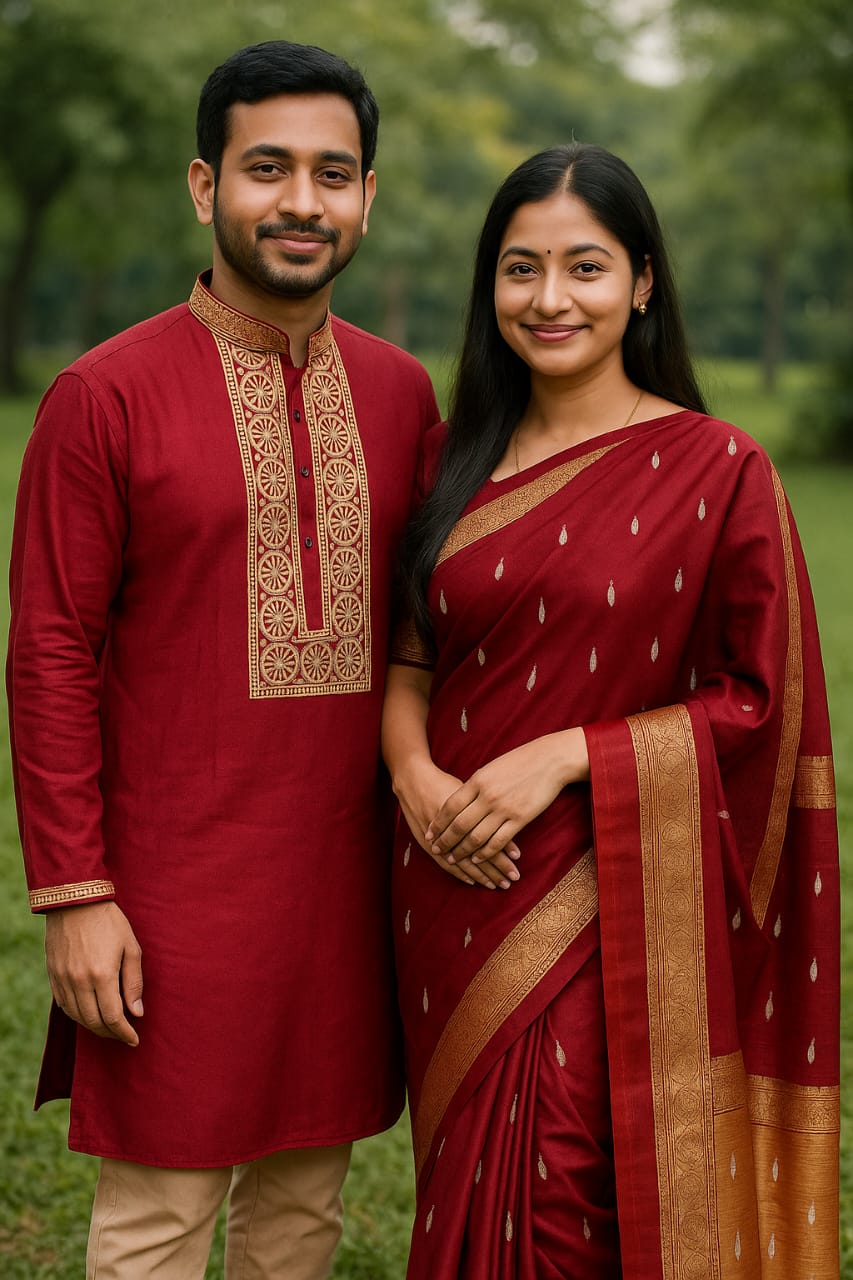 Sharee Panjabi Couple with Blouse Piece_1