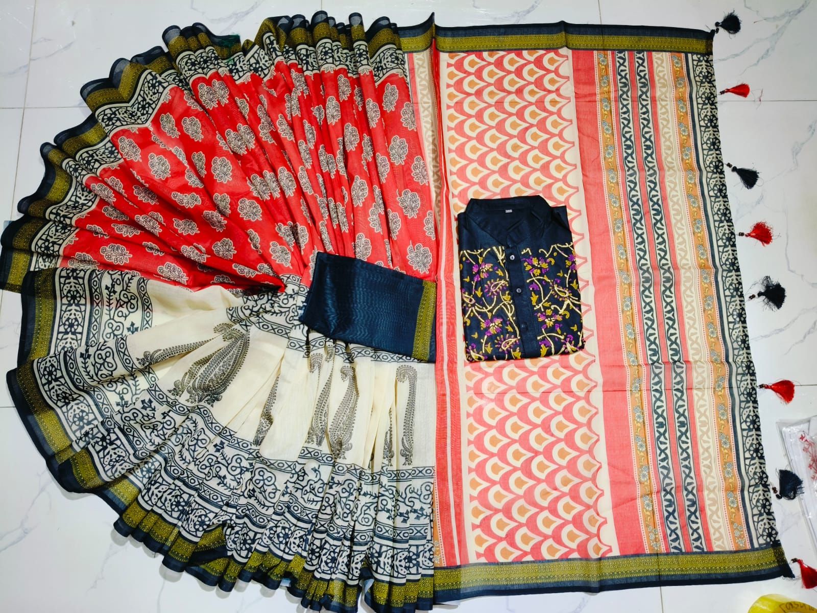 Sharee Panjabi Couple with Blouse Piece_3