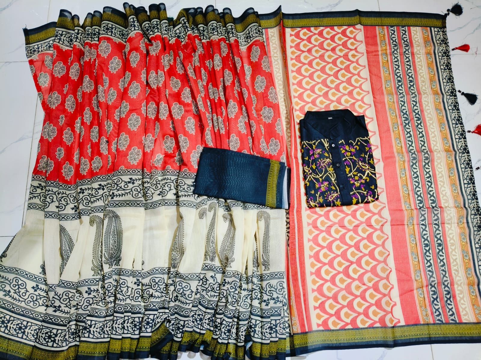 Sharee Panjabi Couple with Blouse Piece_6