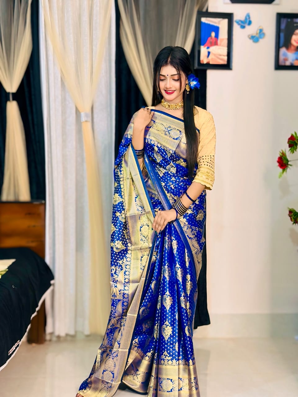সফট সিল্ক কাতান শাড়ি 12 হাত শাড়ি কোন ব্লাউজ পিস নাই l_4