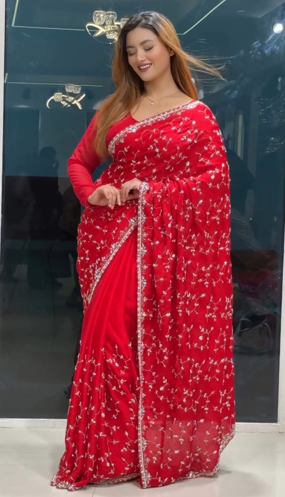 Chinigura Georgette Sequences Embroidery Sharee_3
