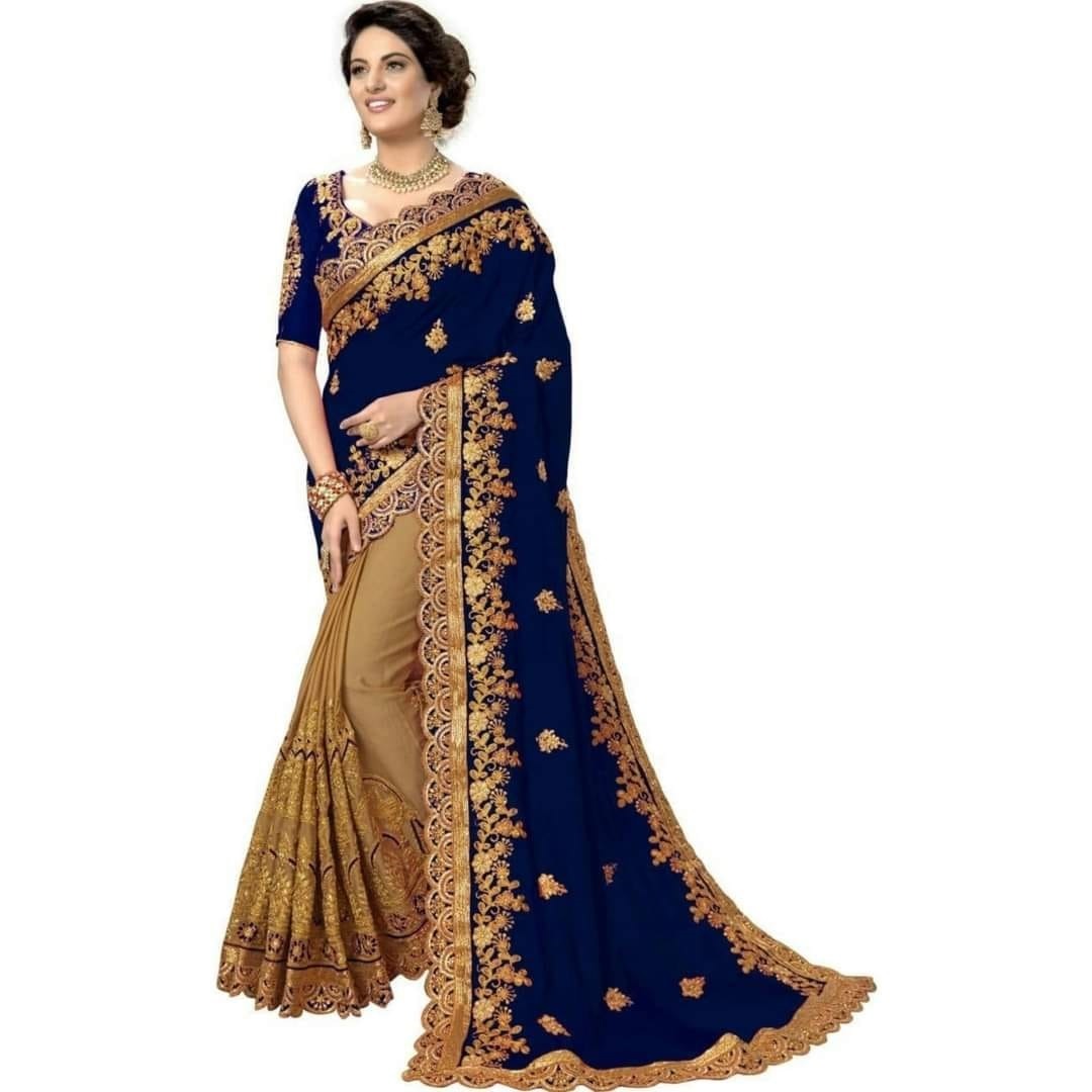 ইন্ডিয়ান জর্জেট শাড়ি ব্লাউজ পিস সহ_7