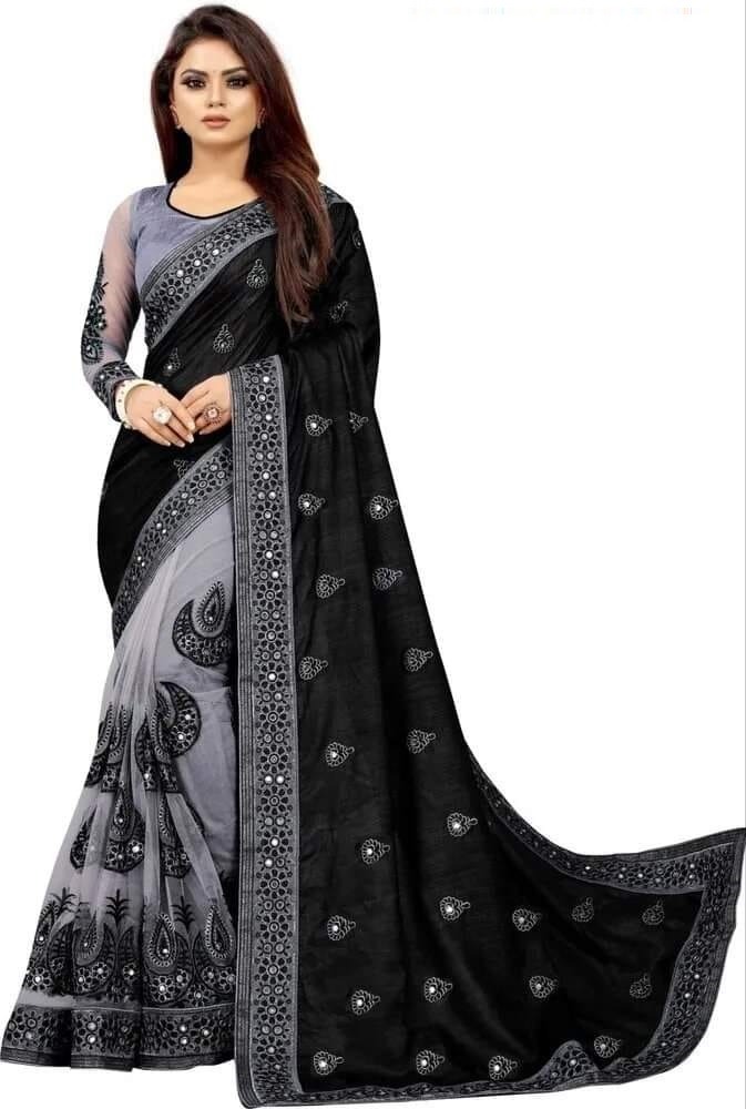 ইন্ডিয়ান জর্জেট শাড়ি ব্লাউজ পিস সহ_4