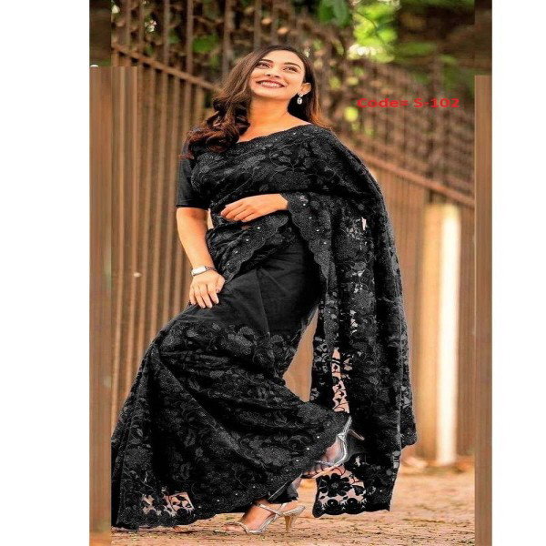 ইন্ডিয়ান জর্জেট শাড়ি ব্লাউজ পিস সহ_1