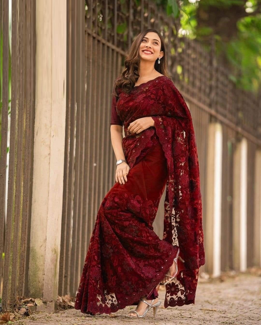 ইন্ডিয়ান জর্জেট শাড়ি ব্লাউজ পিস সহ_2