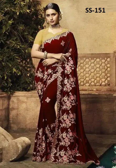 ইন্ডিয়ান জর্জেট শাড়ি ব্লাউজ পিস সহ_0