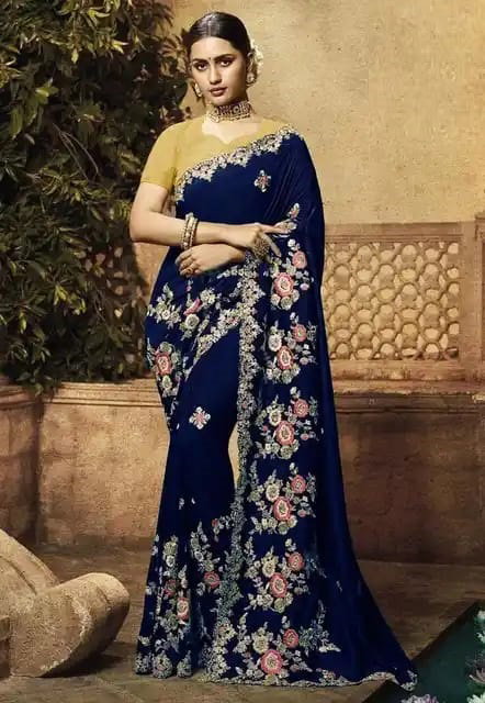 ইন্ডিয়ান জর্জেট শাড়ি ব্লাউজ পিস সহ_3
