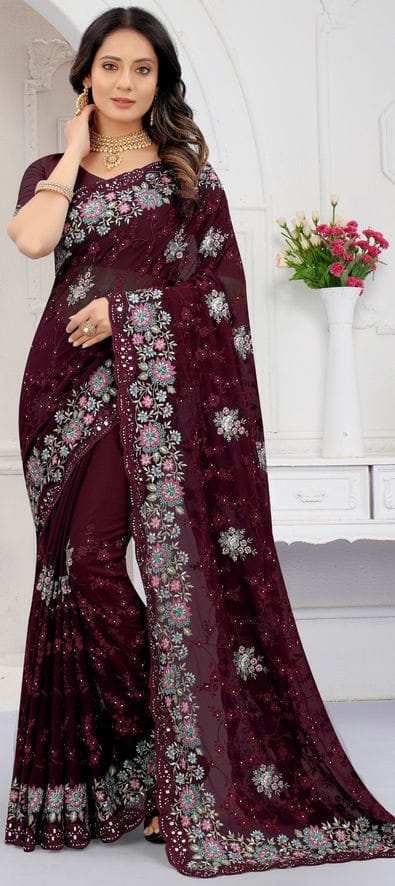 ইন্ডিয়ান জর্জেট শাড়ি ব্লাউজ পিস সহ_2