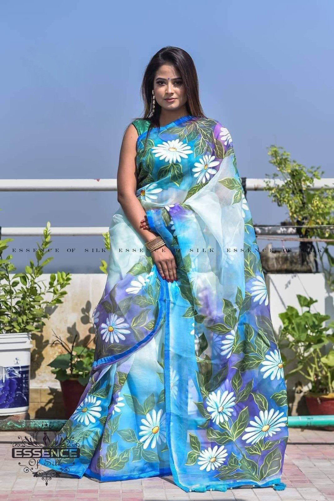 Hand Print Half Silk Sharee_5