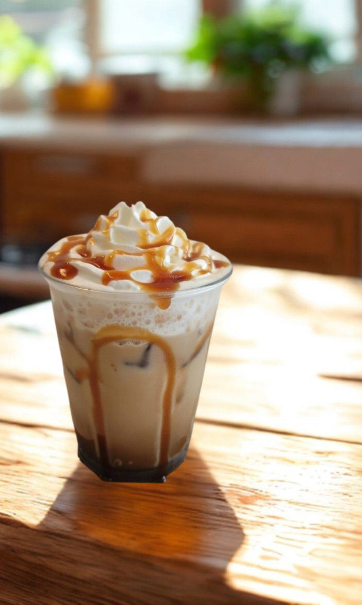 Iced Caramel Sauce Macchiato Coffee 🧊_0