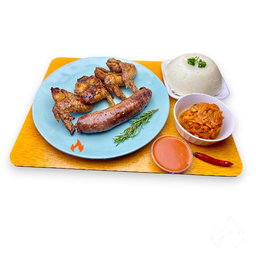 4 Wings + Bwors with Pap & Salad