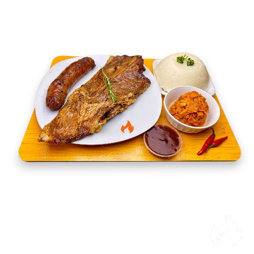 Bwors + Rib Steak with Pap and Salad
