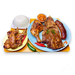 1 Rib Steak + QChicken + Bwors  + 4 Wings with Pap and Salad