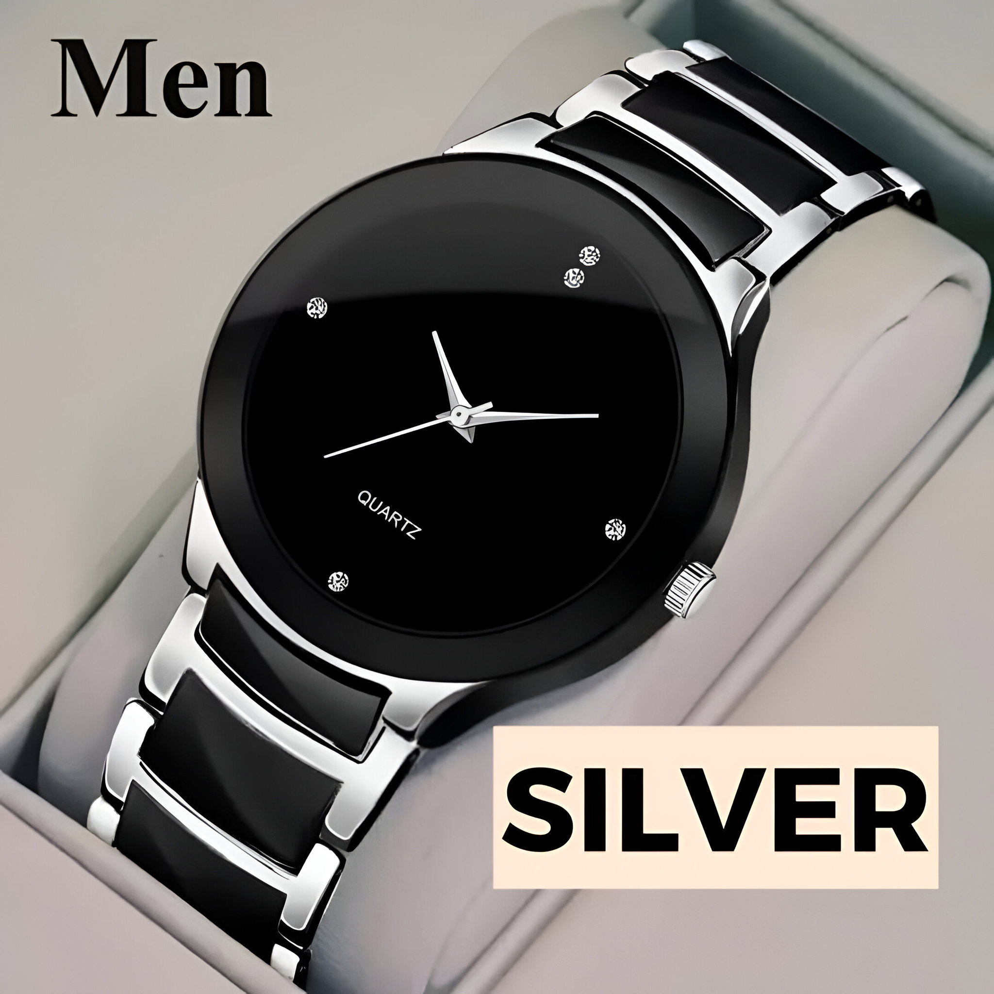 Stylish Waterproof Luxury Silver Watch_0
