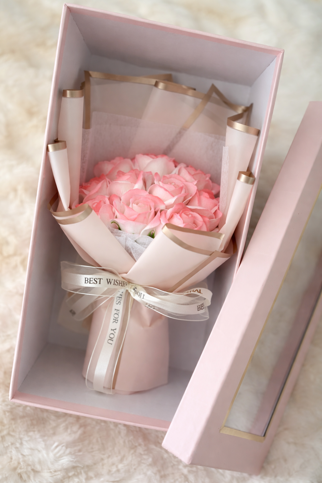 Elegant Blush Pink Everlasting Rose Box