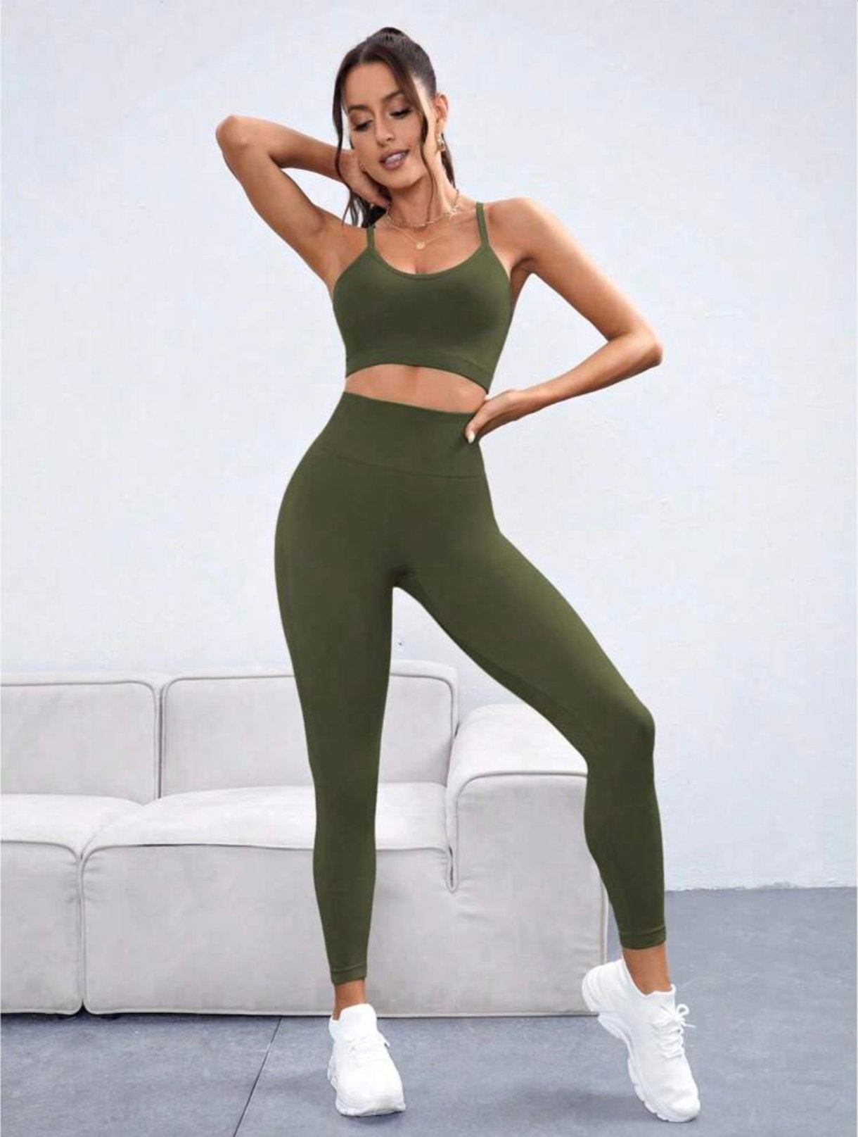 2 piece Green spaghetti back work out sets _2