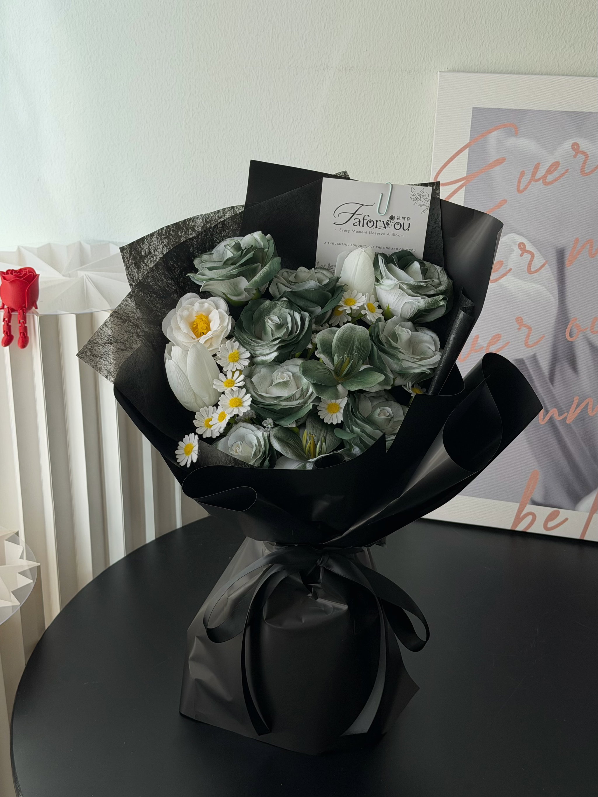 Dark Green Soap Flower Mixed Bouquet _0