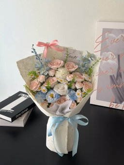 Pink Blue Soap Flower Mixed Bouquet 