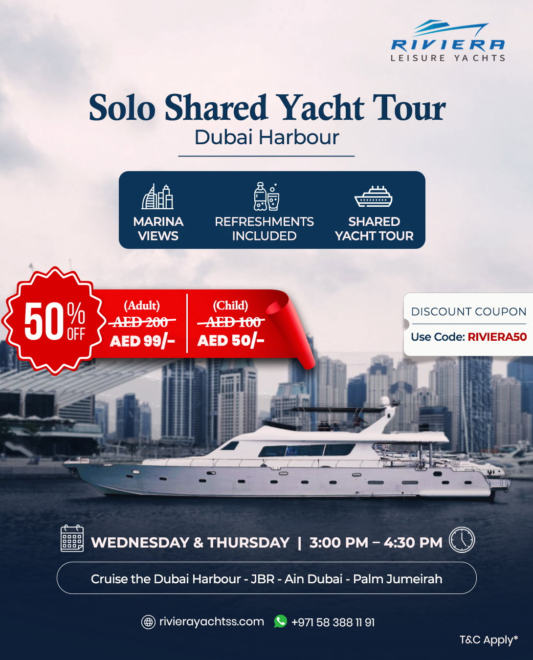 50 % Discount |Solo Shared Yacht Dubai Tour _0