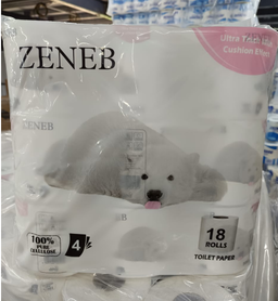 ZENEB TOILET ROLL 160G 4PLY - 18 ROLLS / PACK