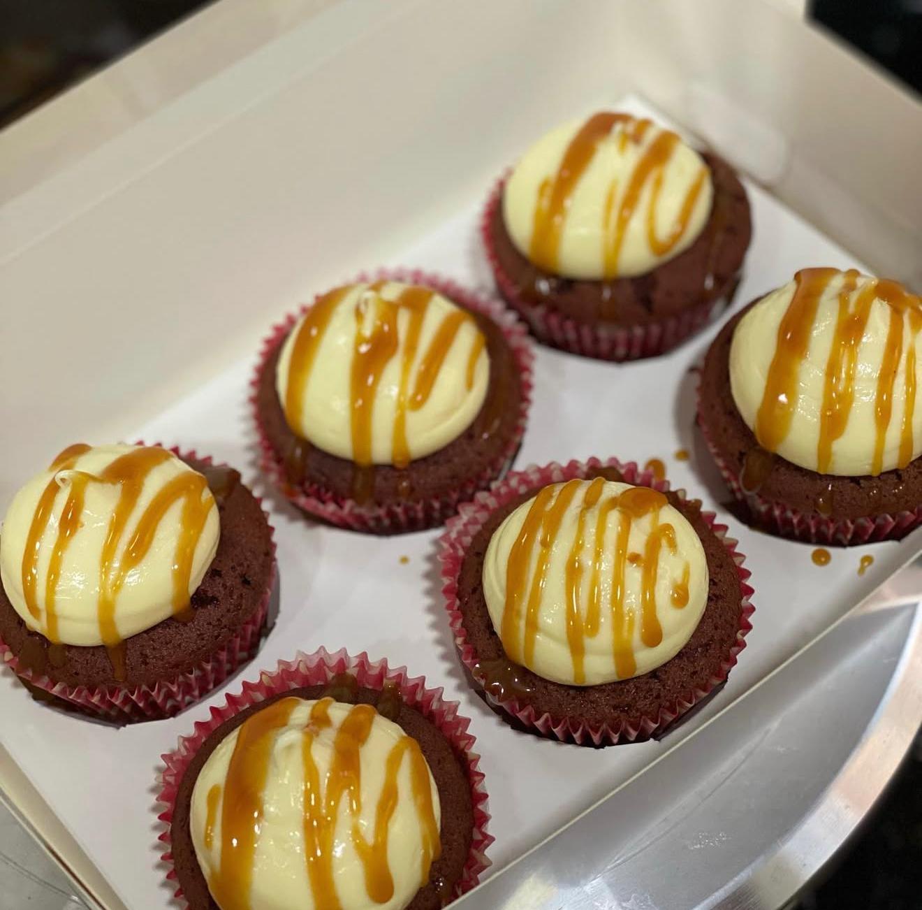 Salted Caramel Red Velvet Cupcakes