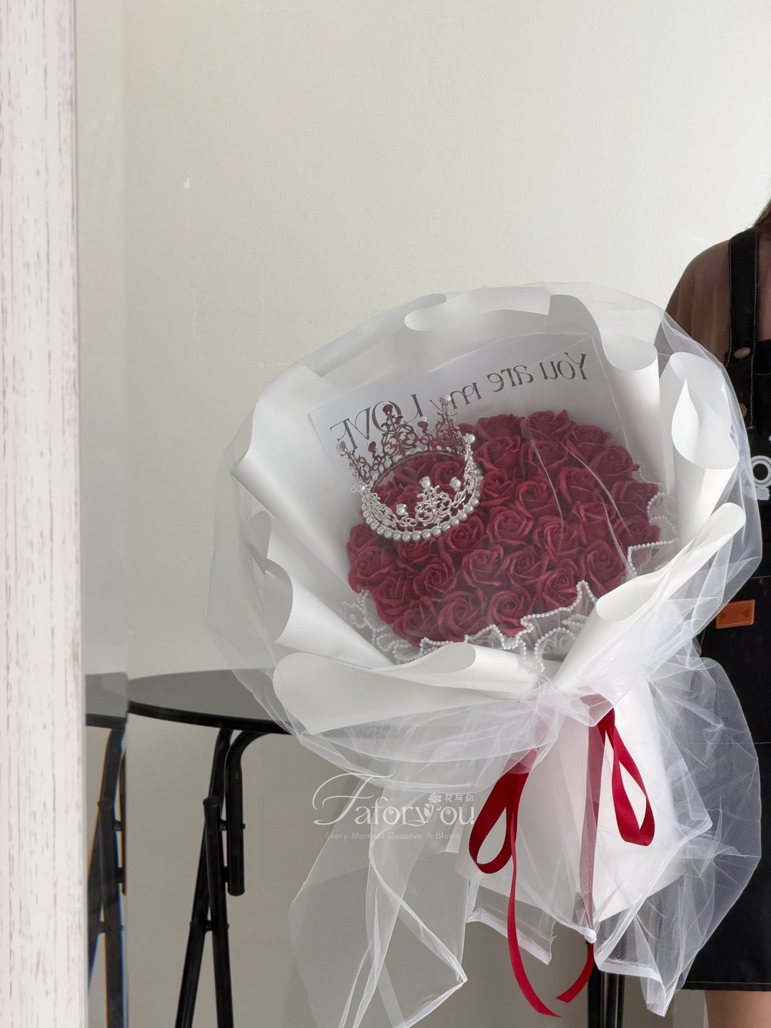 33 stalk Soap Rose Gauze Bouquet