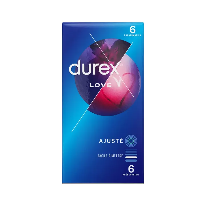 Durex LOVE - Préservatifs Lubrifiés, 6 Unités
