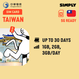 SIMPLY Taiwan SIM | Up to 30 Days - Daily 500MB-3GB + Unlimited Data