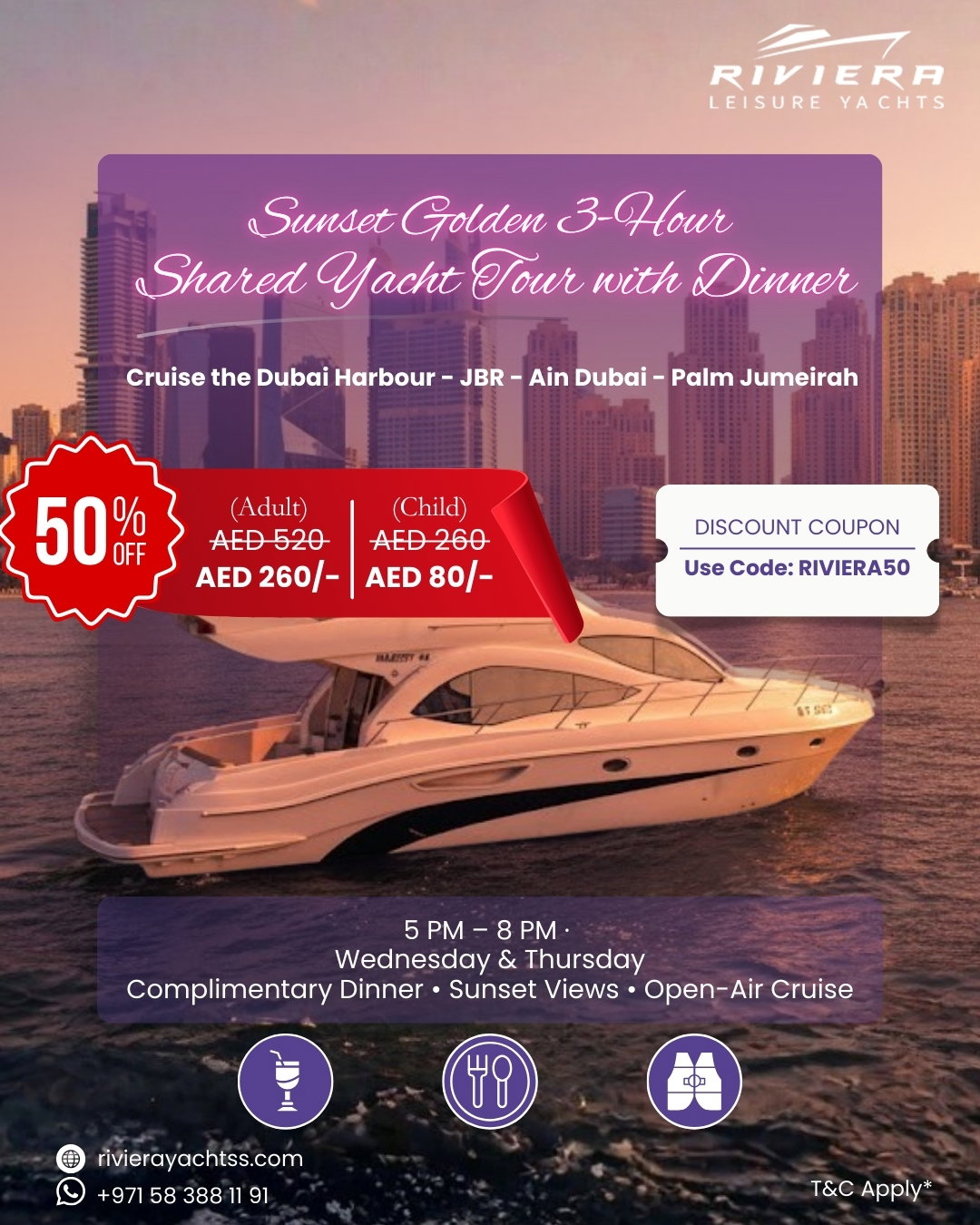 Sunset 3-Hour Yacht Tour with Dinner_0
