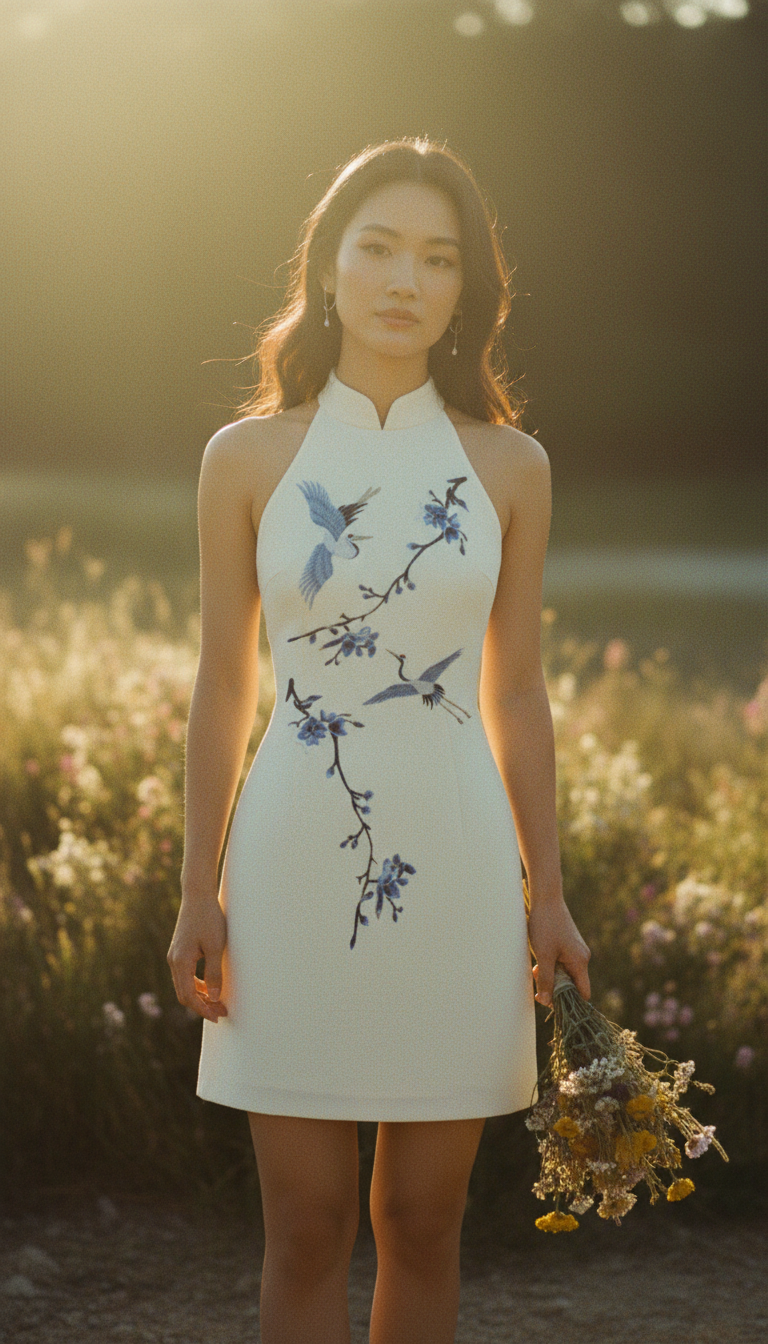 CHEONGSAMS "Blue Blossoms and Cranes" _7