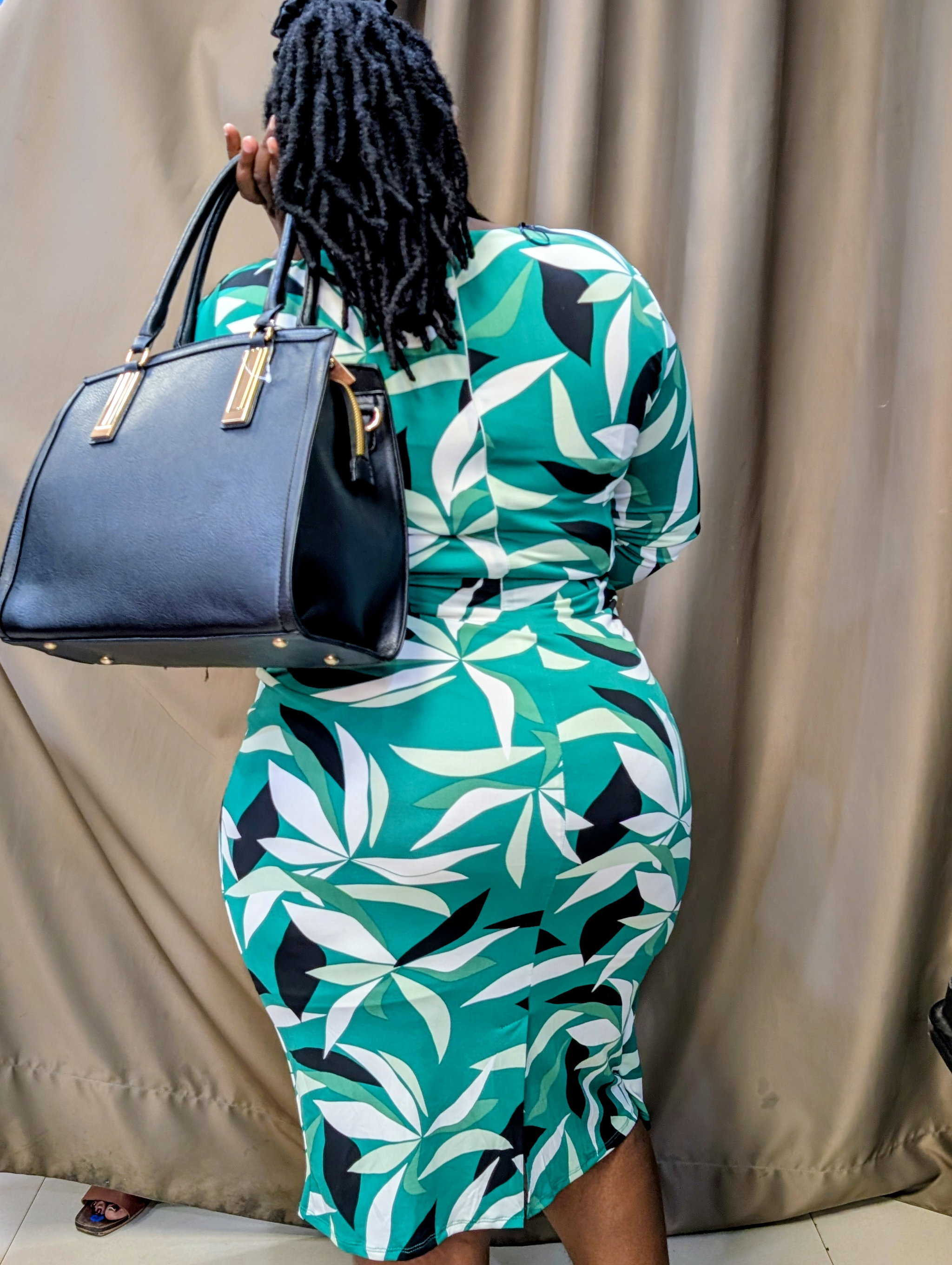 Green Bold Print Dress_1