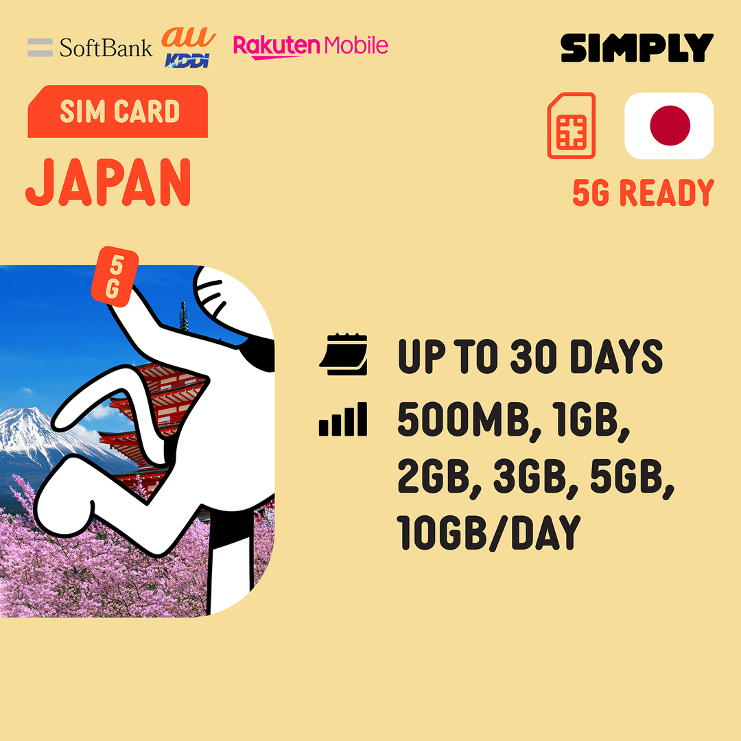 SIMPLY Japan SIM | Up to 30 Days - Daily 500MB-3GB + Unlimited Data