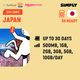 SIMPLY Japan SIM | Up to 30 Days - Daily 500MB-3GB + Unlimited Data