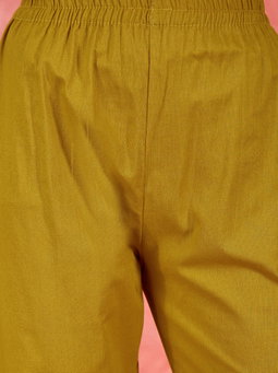 Floral Embroidered Pure Cotton Straight Kurta with Trouser