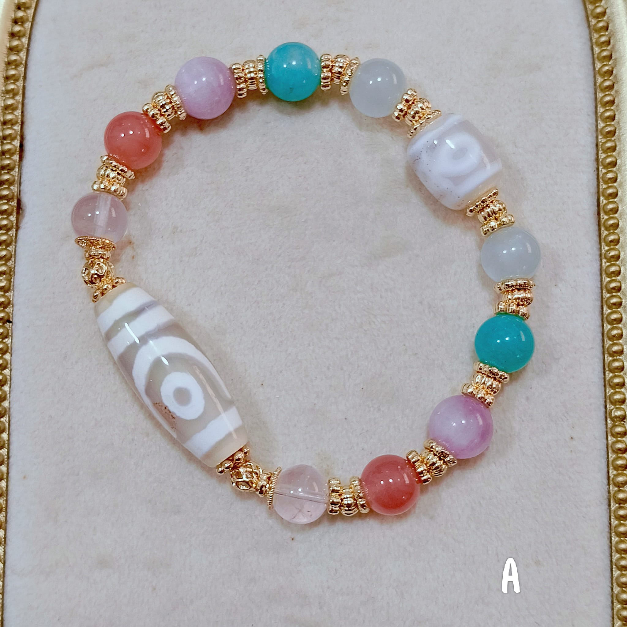 White 2 Eye Dzi + Benefactor Dzi Bracelet (Love, Harmony & Interpersonal Luck)_6