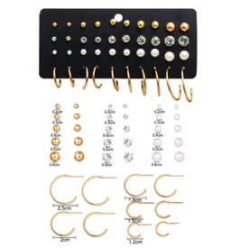 14/20 Pairs Silver Gold Stud Earrings Set 