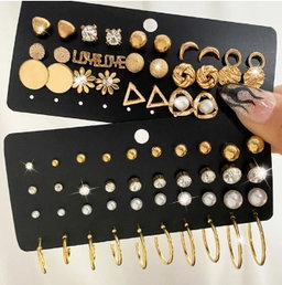 14/20 Pairs Silver Gold Stud Earrings Set 