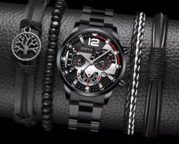  Men Watch  And 4PCS Bracelet Fashion With  Sports Business Quartz Steel Strip , Sports Watch ,Male Wrist Watch