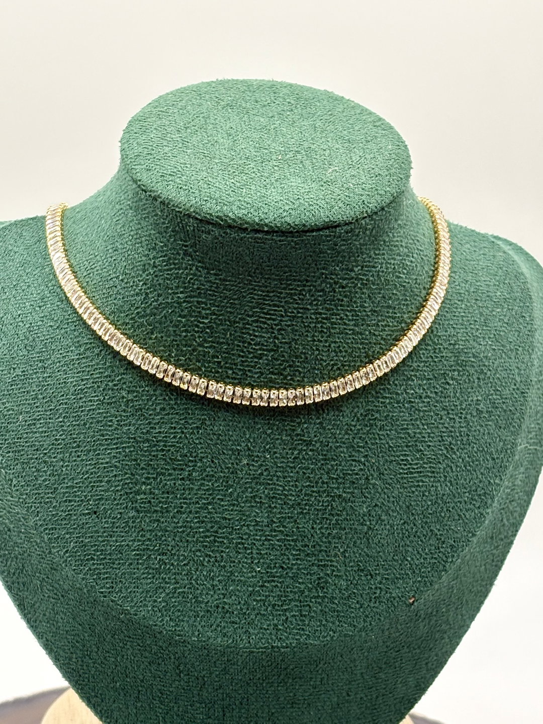 Tennis baguette necklace gold