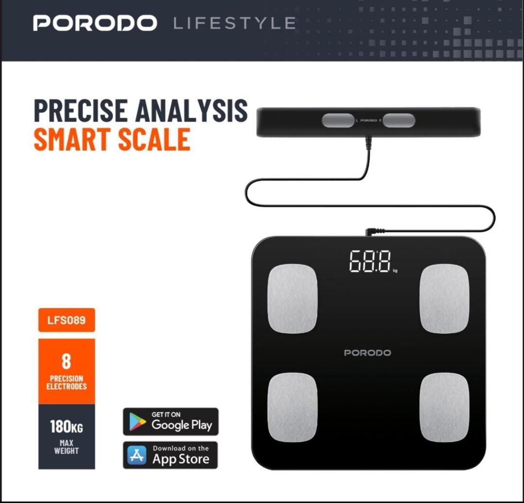 Porodo Lifestyle Precise Analysis Smart Scale - Black
